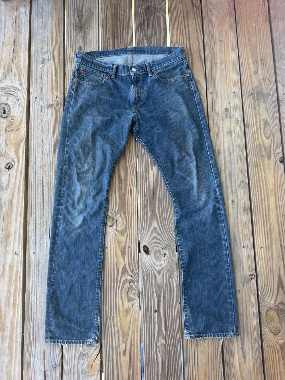 Polo Ralph Lauren Mens Slim Fit Distressed Blue Denim Jeans Size 34x34